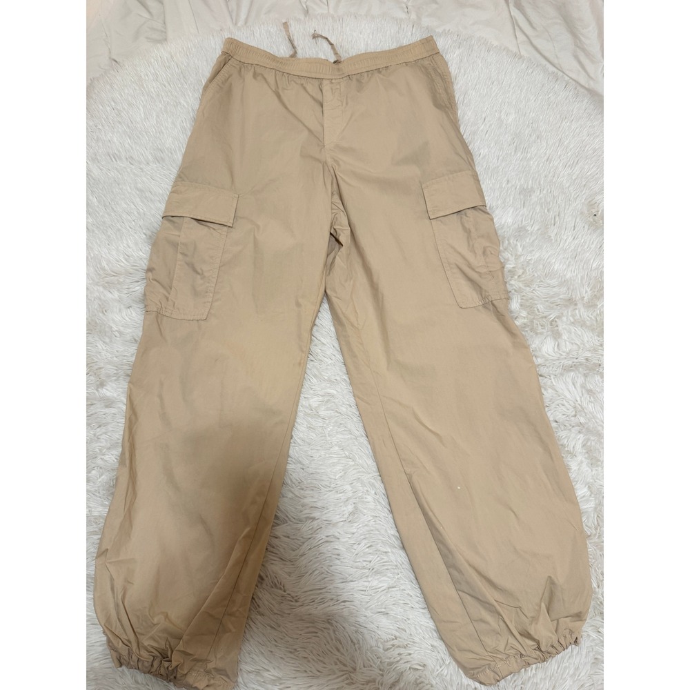 Uniqlo Tan Beige Cargo Jogger Pants Mens Medium 28-29 Cotton Nylon 221-456106